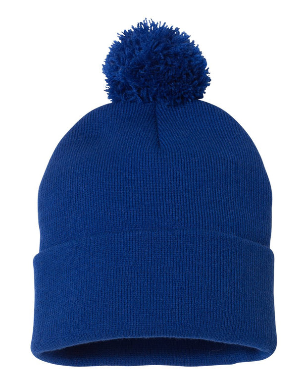 Sportsman SP15 - Pom Pom 12" Knit Beanie, Knit Cap with Cuff, Pom - SP15