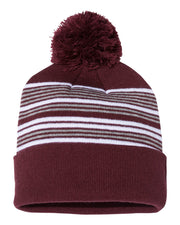 Sportsman SP60 - 12" Striped Pom-Pom Knit Beanie - SP60