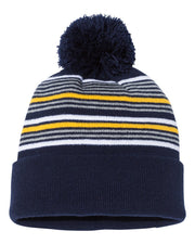 Sportsman SP60 - 12" Striped Pom-Pom Knit Beanie - SP60