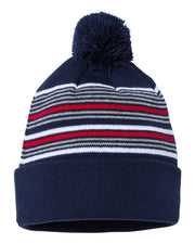 Sportsman SP60 - 12" Striped Pom-Pom Knit Beanie - SP60