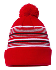 Sportsman SP60 - 12" Striped Pom-Pom Knit Beanie - SP60