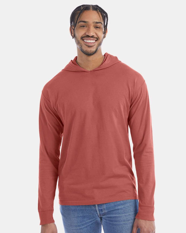 ComfortWash by Hanes Garment-Dyed Jersey Hooded Long Sleeve T-Shirt - GDH280
